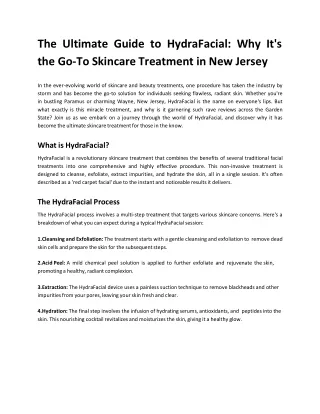 The Ultimate Guide to HydraFacial_ Why It's the Go-To Skincare Treatment in New Jersey