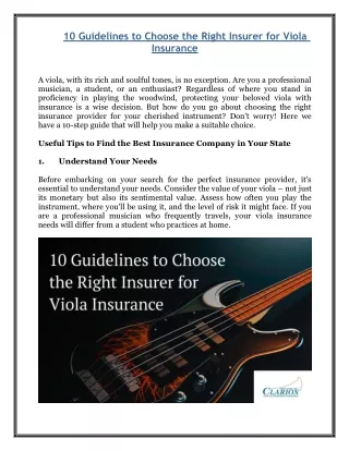 10 Guidelines to Choose the Right Insurer for Viola Insurance
