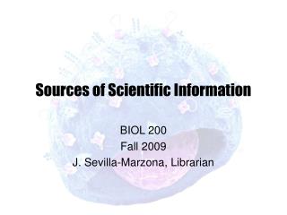 Sources of Scientific Information