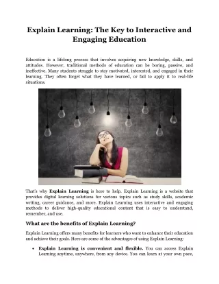 Explain Learning The Key to Interactive and Engaging Education