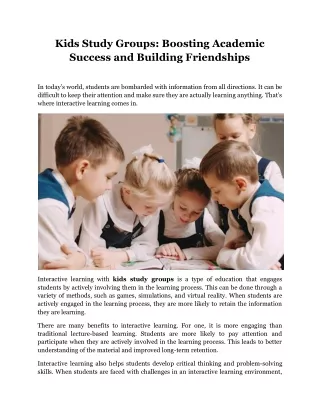 Kids Study Groups Boosting Academic Success and Building Friendships
