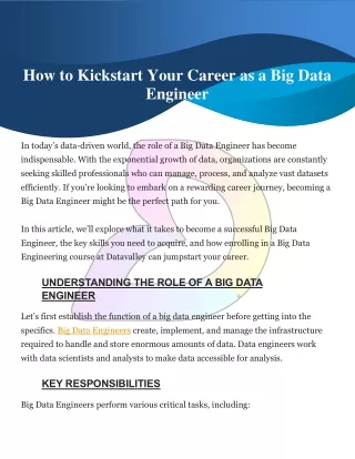 How to Kickstart Your Career as a Big Data Engineer