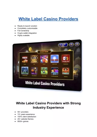 White Label Casino Providers