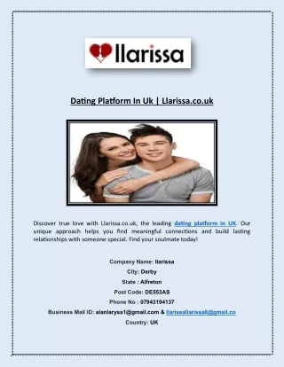 Dating Platform In Uk | Llarissa.co.uk