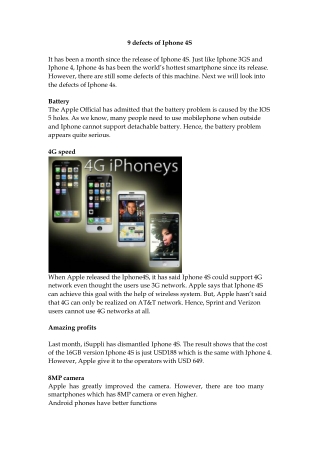 9 defects of iphone 4 s