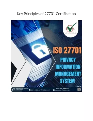 Key Principles of 27701 Certification