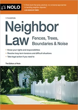 get [PDF] Download Neighbor Law: Fences, Trees, Boundaries & Noise