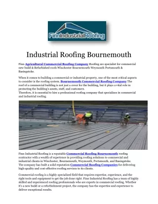 Bournemouth Commercial Roofing Company