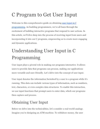 C Program to Get User Input