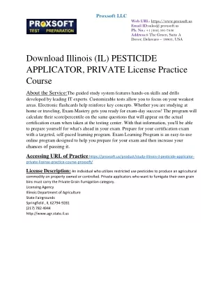 Download Illinois (IL) PESTICIDE APPLICATOR, PRIVATE License Practice Course