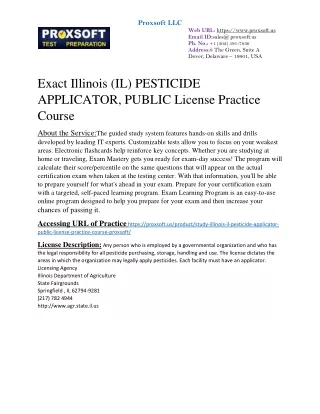 Exact Illinois (IL) PESTICIDE APPLICATOR, PUBLIC License Practice Course