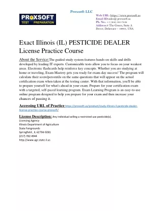 Exact Illinois (IL) PESTICIDE DEALER License Practice Course