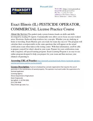 Exact Illinois (IL) PESTICIDE OPERATOR, COMMERCIAL License Practice Course