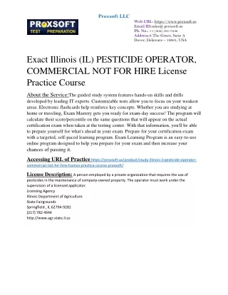 Exact Illinois (IL) PESTICIDE OPERATOR, COMMERCIAL NOT FOR HIRE License Practice