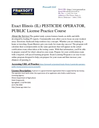 Exact Illinois (IL) PESTICIDE OPERATOR, PUBLIC License Practice Course