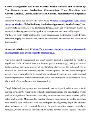 Crowd Management and Event Security Market Global Industry Size 2035
