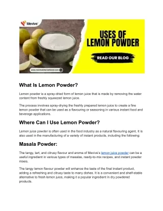 Where Can I Use Lemon Powder