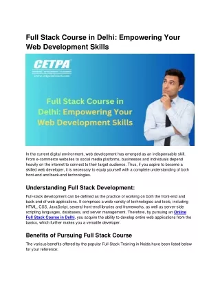 Full Stack Course in Delhi_ Empowering Your Web Development Skills