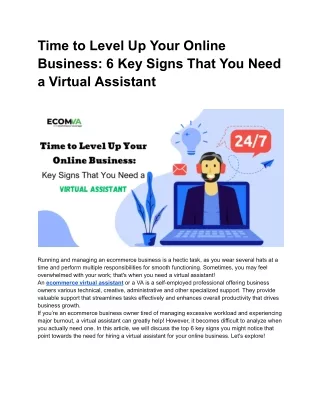 Time to Level Up Your Online Business_ 6 Key Signs That You Need a Virtual Assistant