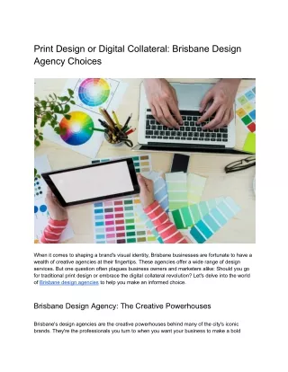 Print Design or Digital Collateral: Brisbane Design Agency Choices