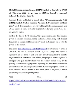 Docosahexaenoic Acid market