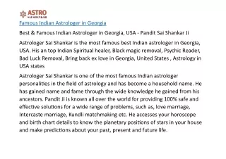 Famous Indian Astrologer in Georgia