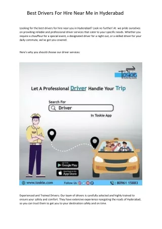 Best Drivers For Hire Near Me in Hyderabad