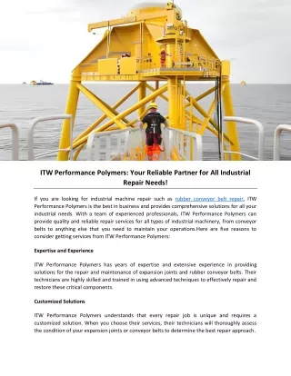 ITW Performance Polymers: Your Reliable Partner for All Industrial Repair Needs!