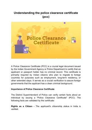 UNDERSTANDING THE POLICE CLEARANCE CERTIFICATE (PCC)
