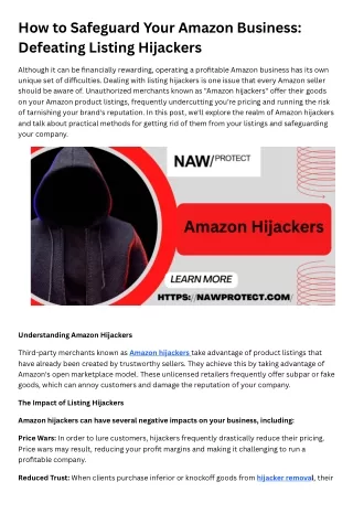 How to Safeguard Your Amazon Business Defeating Listing Hijackers