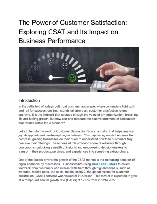 The Power of Customer Satisfaction_ Exploring CSAT and Its Impact on Business Performance