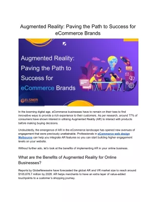 Augmented Reality: Paving the Path to Success for eCommerce Brands