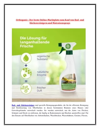 Orthoganic : Der beste Online-Marktplatz zum Kauf von Bad- und Küchenreinigern