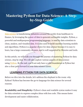 Mastering Python for Data Science  A Step-by-Step Guide