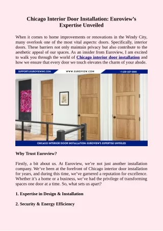 Chicago Interior Door Installation_ Euroview’s Expertise Unveiled