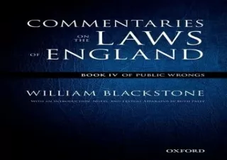 PDF The Oxford Edition of Blackstone's: Commentaries on the Laws of England: Boo