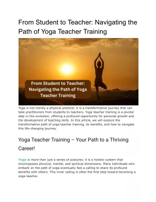 From Student to Teacher_ Navigating the Path of Yoga Teacher Training