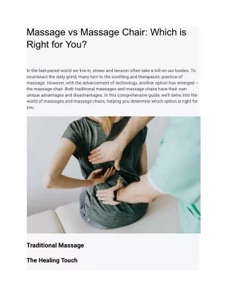 Massage vs Massage Chair_ Which is Right for You