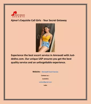 Ajmer's Exquisite Call Girls - Your Secret Getaway