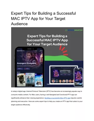 Expert Tips for Building a Successful MAC IPTV App for Your Target Audience