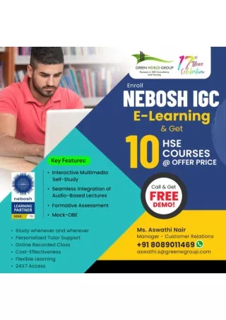 Nebosh IGC  E - Learning with 10 Intl Courses  Call and Get Demo- GWG