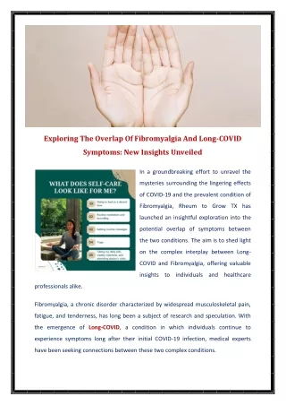 Exploring The Overlap Of Fibromyalgia And Long-COVID Symptoms New Insights Unveiled