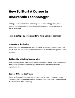 How To Start Career In Blockchain Technology_