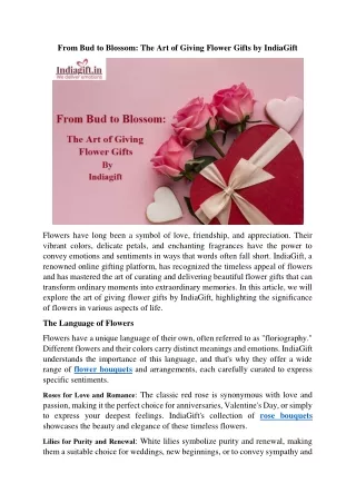 From Bud to Blossom - The Art of Giving Flower Gifts by IndiaGift