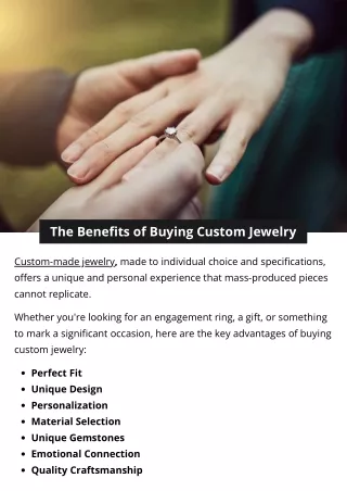 The Benefits of Buying Custom Jewelry