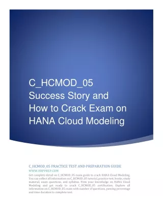 C_HCMOD_05 Success Story and How to Crack Exam on HANA Cloud Modeling