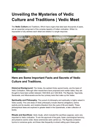 Unveiling the Mysteries of Vedic Culture and Traditions | Vedic Meet