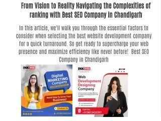 From Vision to Reality Navigating the Complexities of ranking with Best SEO Company in Chandigarh