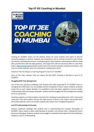 Top IIT JEE Coaching in Mumbai