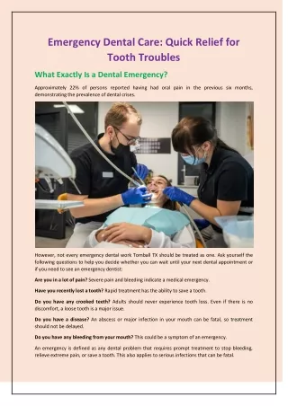 Emergency Dental Care: Quick Relief for Tooth Troubles